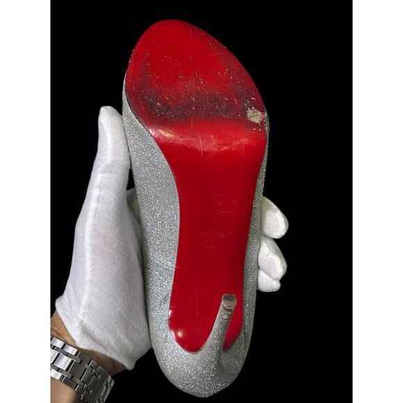Christian Louboutin Glitter D'Orsay Peep Toes Pumps Size 36.5EU 6.5W Box & COA - Picture 8 of 16
